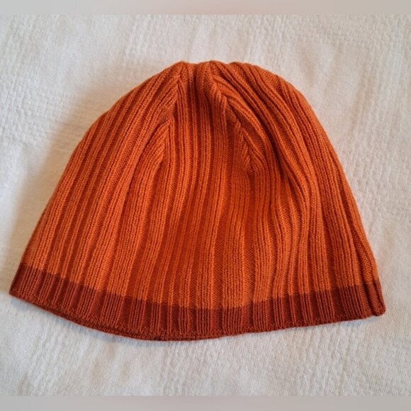 Patagonia child one size 2 tone orange beanie wool blend - Picture 2 of 4